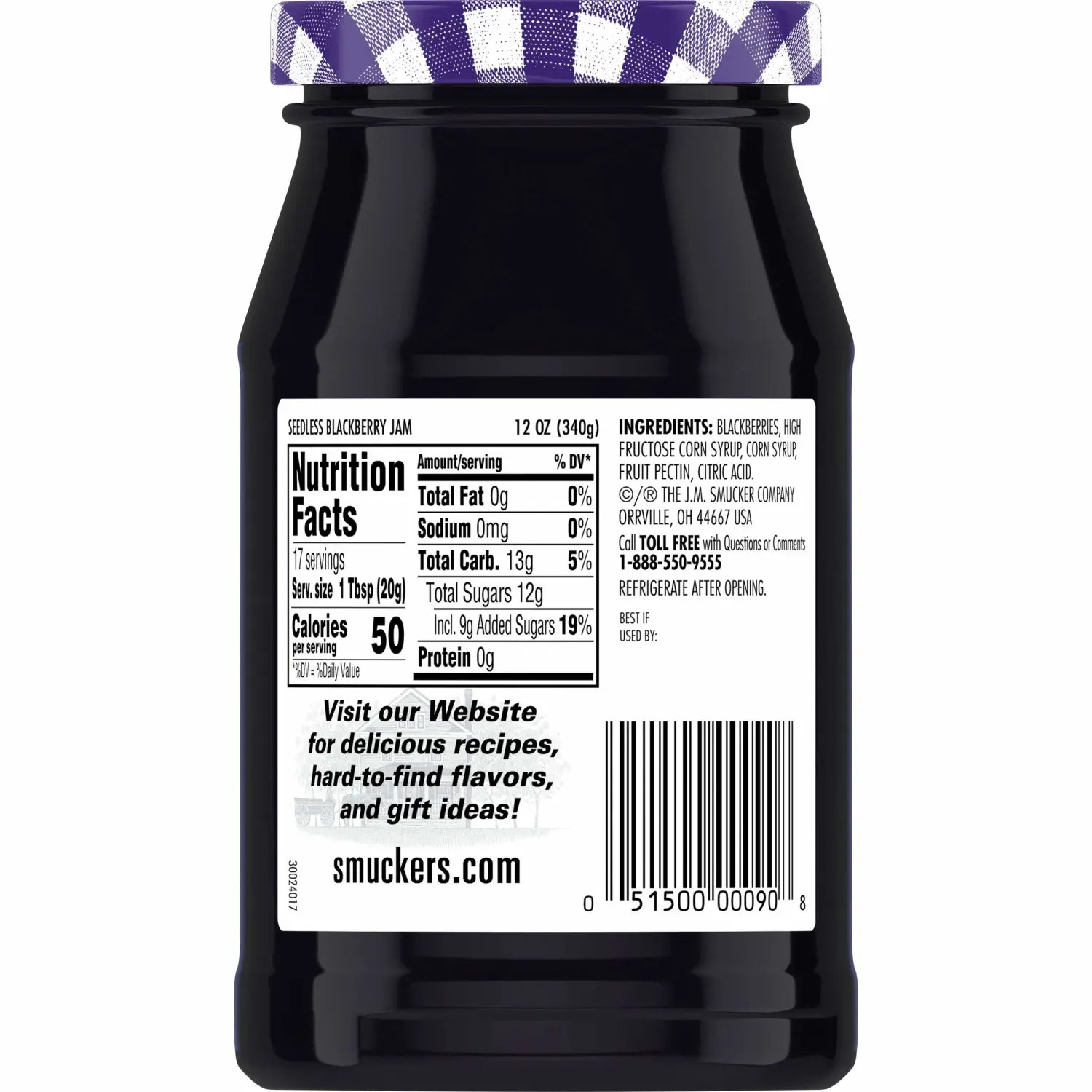 Smucker's Seedless Blackberry Jam, 12 Ounces
