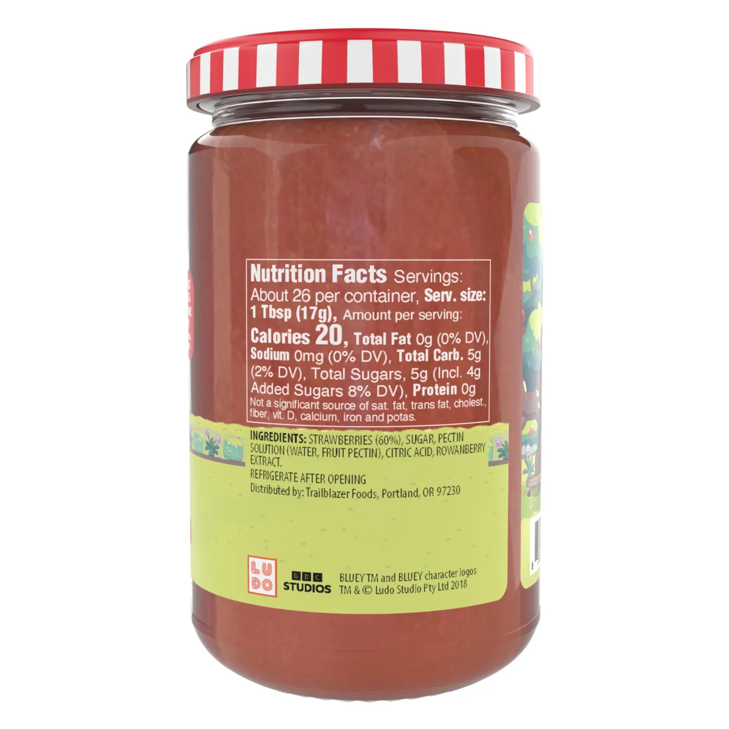 Bluey Strawberry Spread, Strawberry Jelly Fruit Spread (15.5oz, Glass Jar)