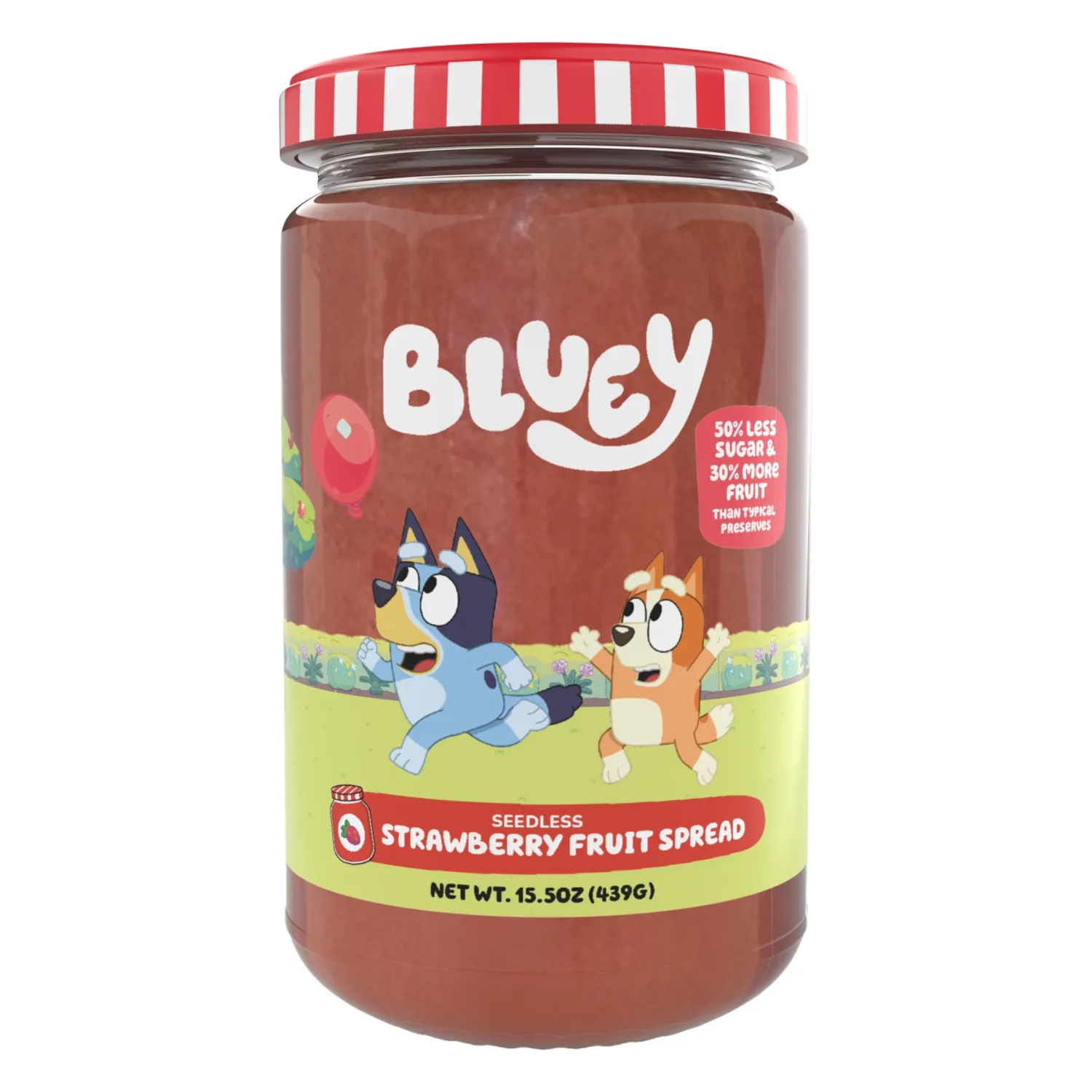 Bluey Strawberry Spread, Strawberry Jelly Fruit Spread (15.5oz, Glass Jar)