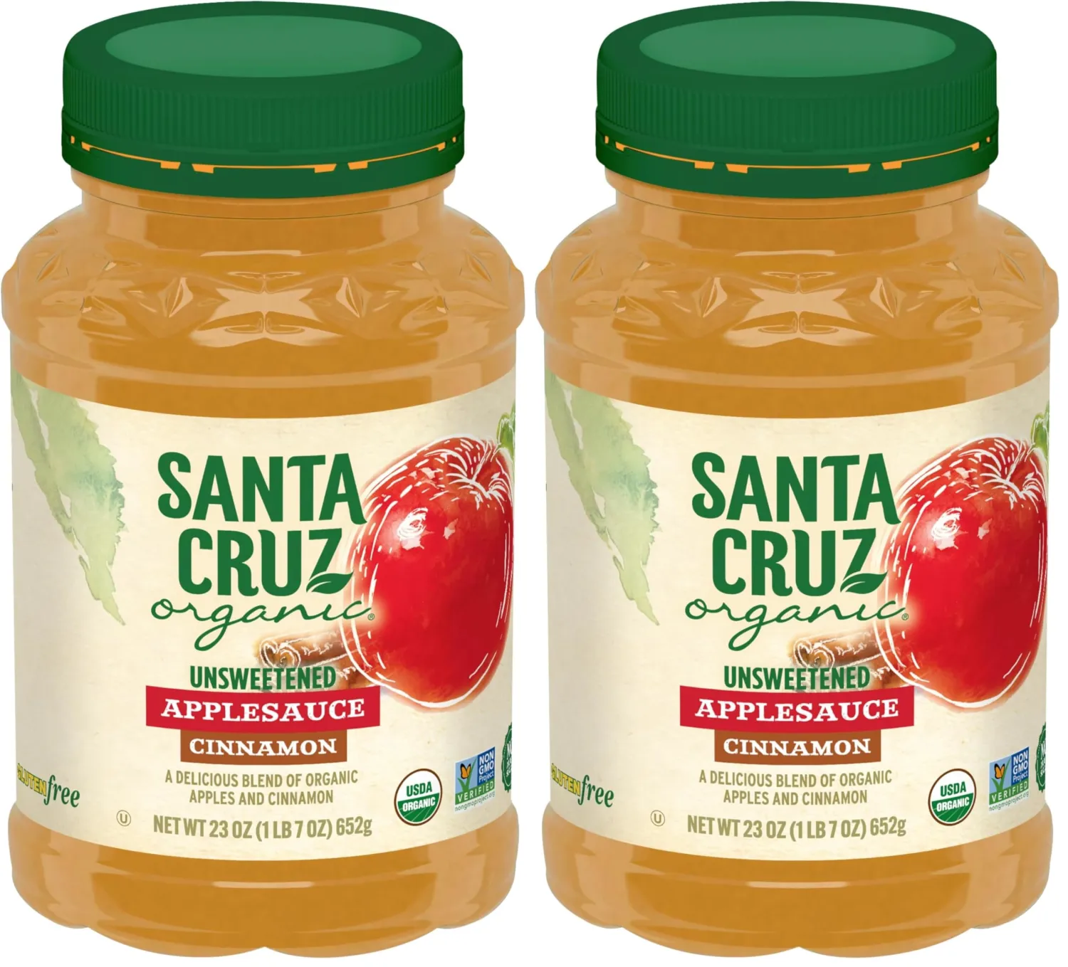 Santa Cruz Organic Cinnamon Apple Sauce Jars, 23oz (Pack of 2)
