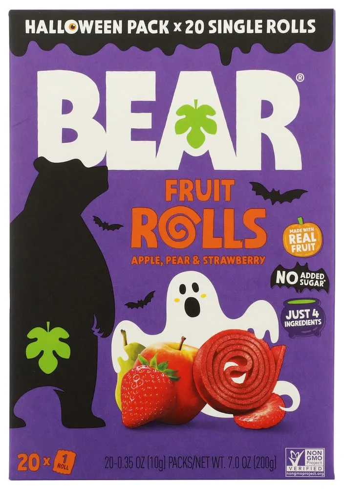 BEAR Halloween Strawberry Fruit Rolls 20 Count, 7.05 OZ