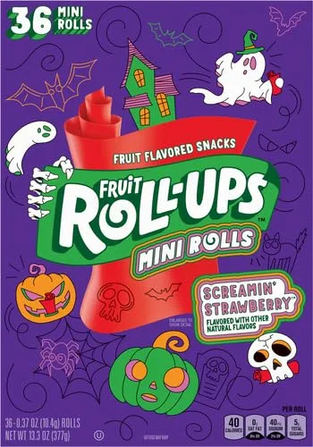 Fruit Roll-Ups Mini Rolls Screamin Strawberry Snacks, 36 ct, 13.3 oz
