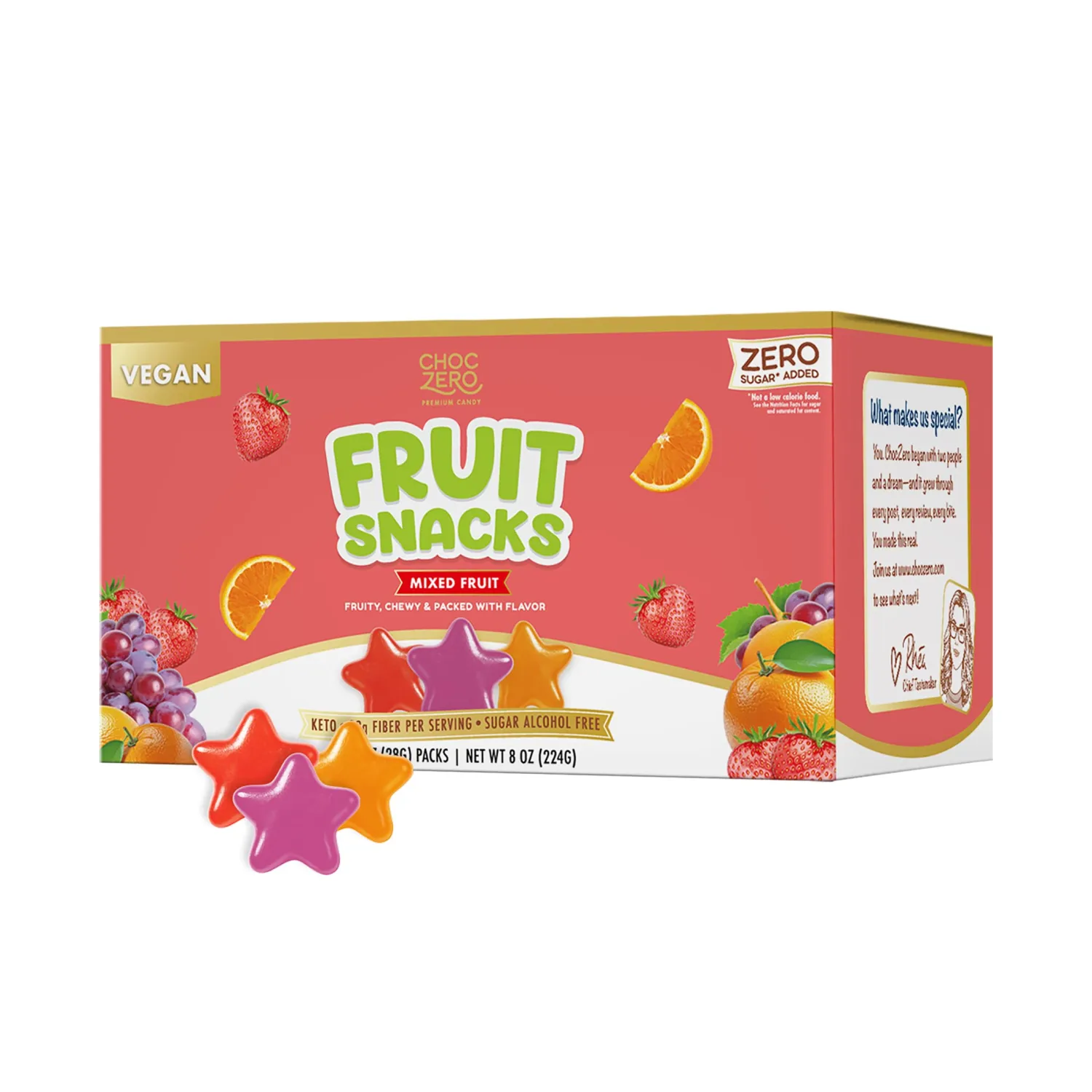 ChocZero Sugar Free Fruit Snacks, Made with Real Fruit, 8 Snack Packs