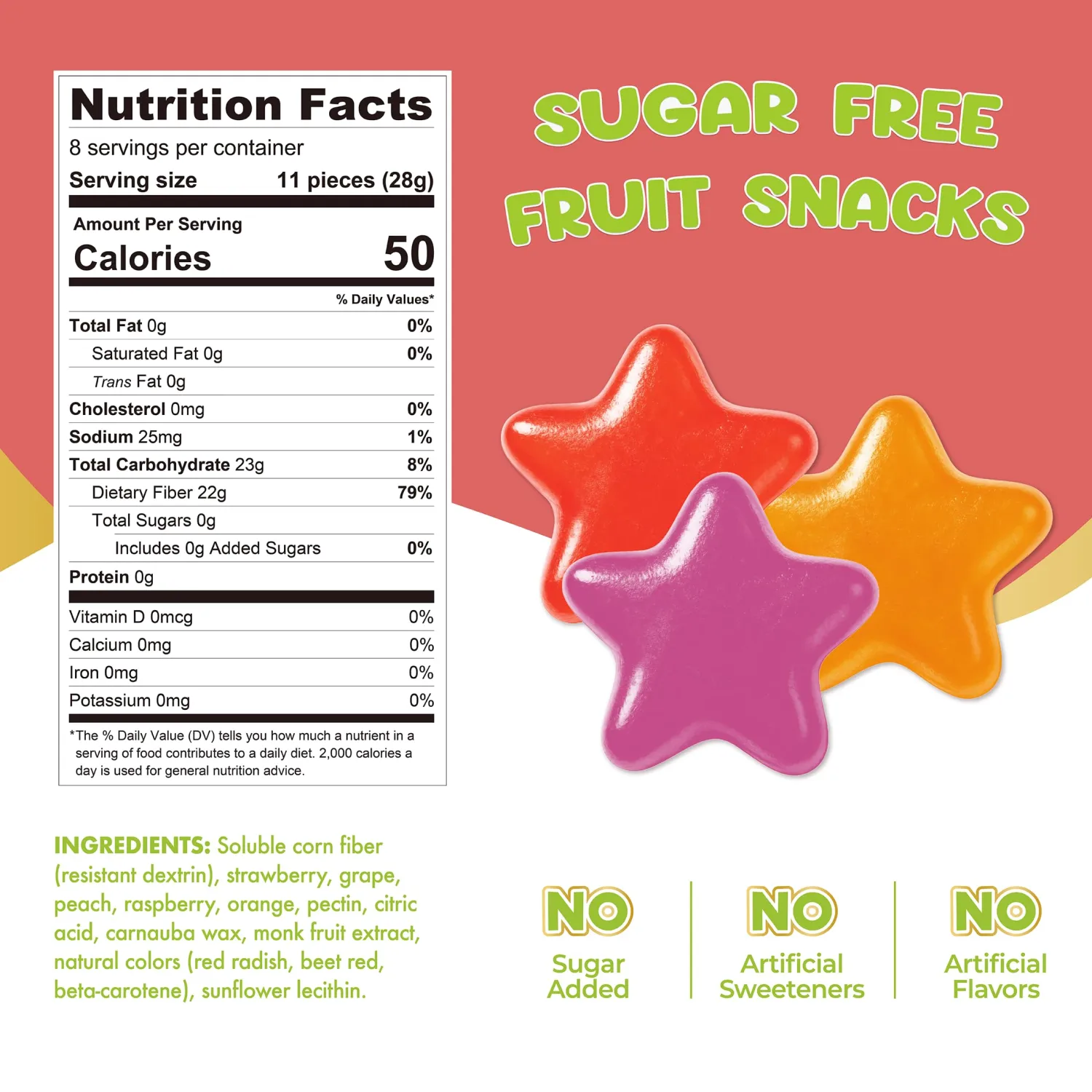 ChocZero Sugar Free Fruit Snacks, Made with Real Fruit, 8 Snack Packs