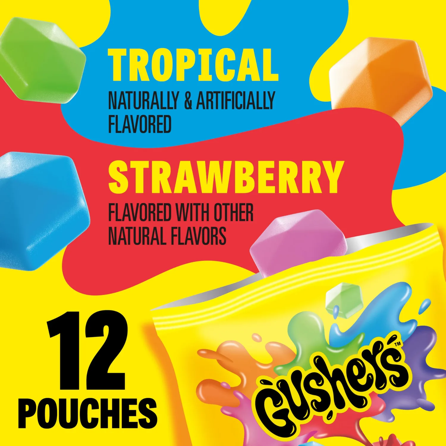 Gushers Strawberry and Tropical Fruit Flavored Snacks, 12 ct