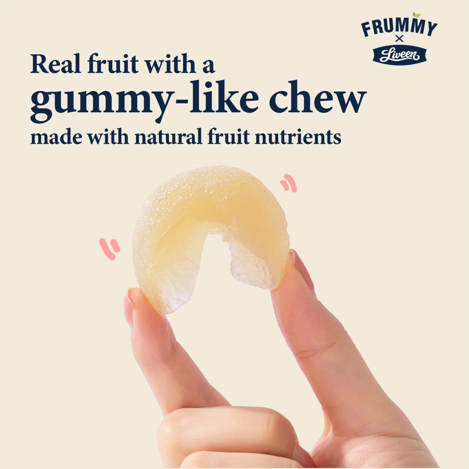 LIVEEN FRUMMY White Peach Fruit Gummies, Real Fruit Snack, Vegan, 3.2oz