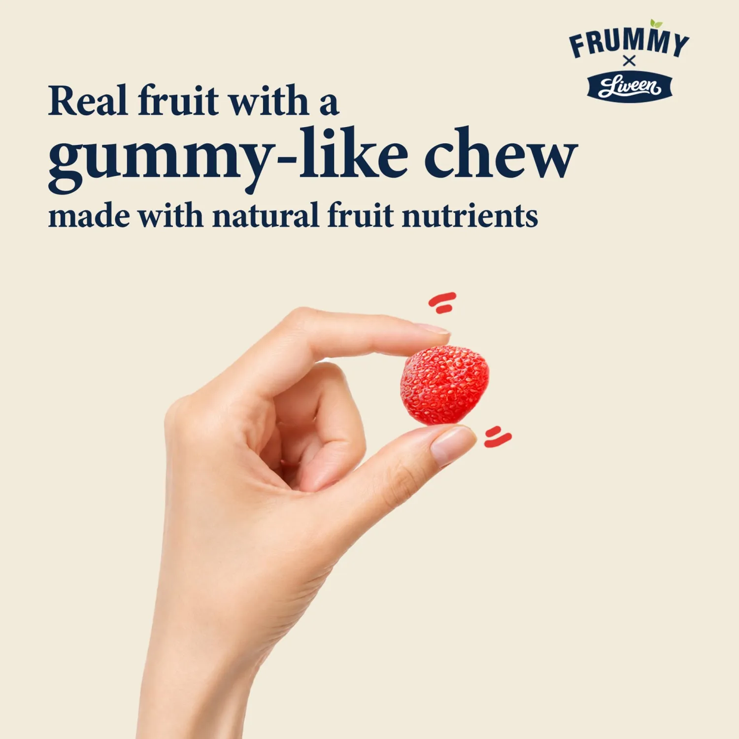 LIVEEN FRUMMY Strawberry Fruit Gummies, Real Fruit Snack, Vegan, 3.5oz