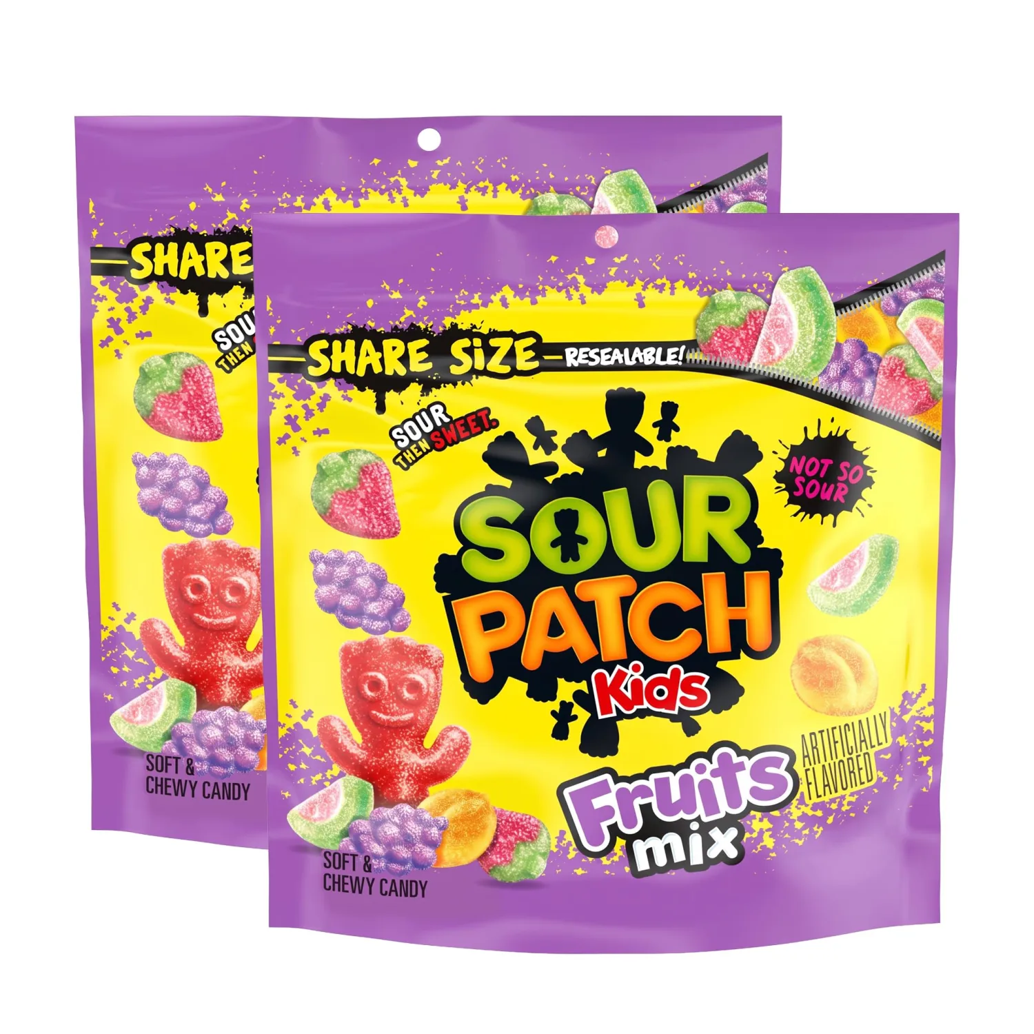 SOUR PATCH KIDS Fruits Mix Soft & Chewy Candy, Share Size, 11.03 oz (Pack of 2)