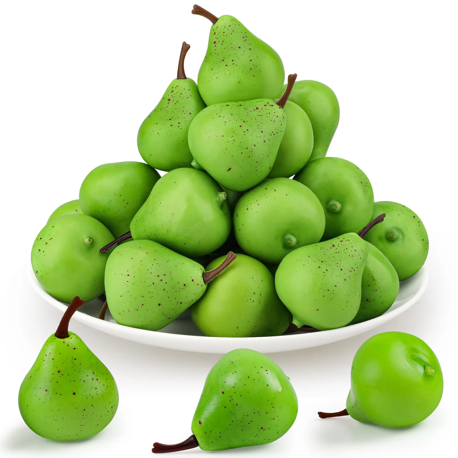 27 Pcs Small Fake Pears,Mini 1.8 Inch Artificial Pear for Decoration, Realistic Plastic Fake Fruits for Home Kitchen Party Decor