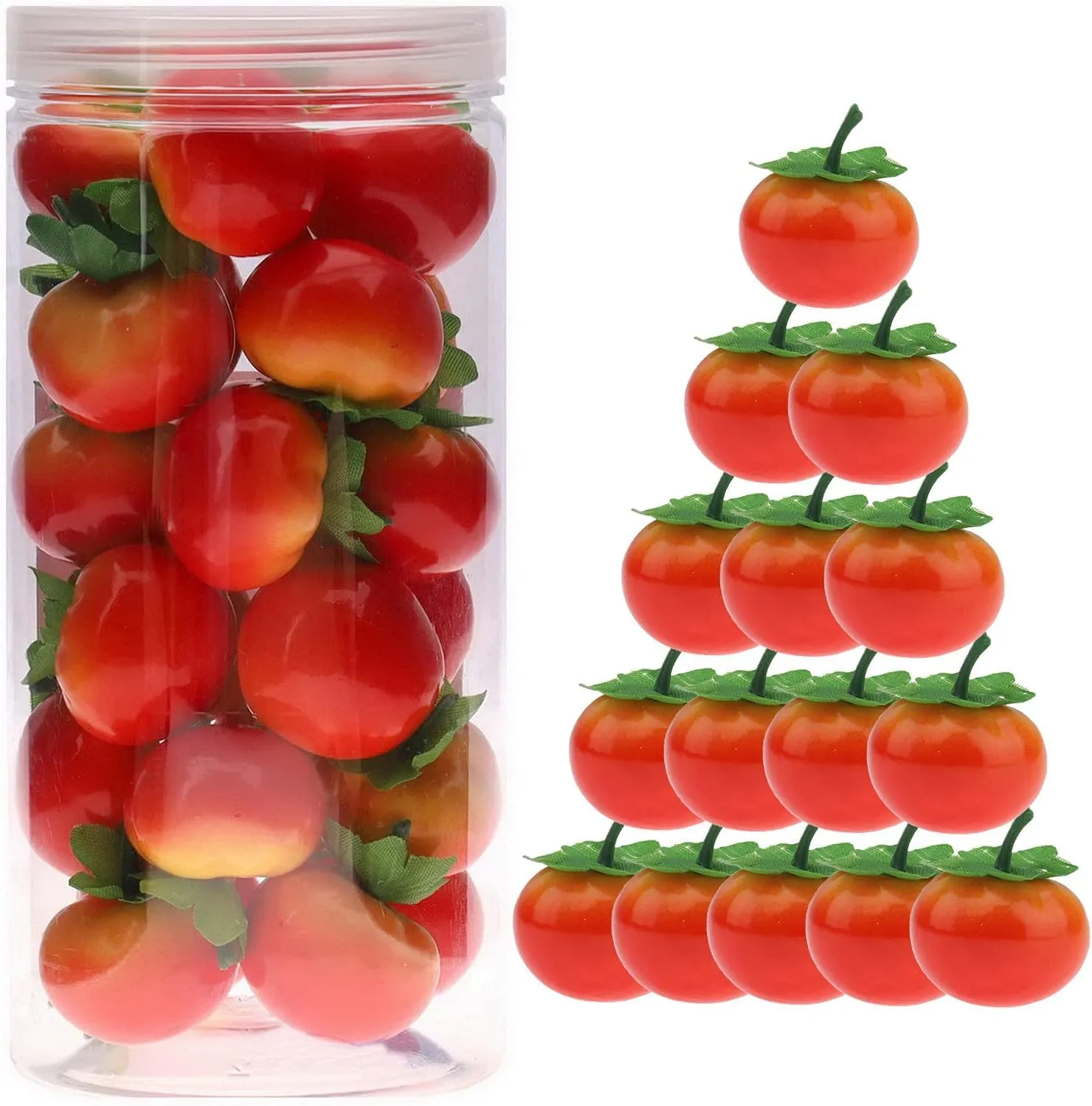 27 Pcs Small Artificial Tomatos,Mini 1.5 Inch Fake Tomato for Decoration, Realistic Plastic Fake Fruits and Vegetable for Home Kitchen Party Decor