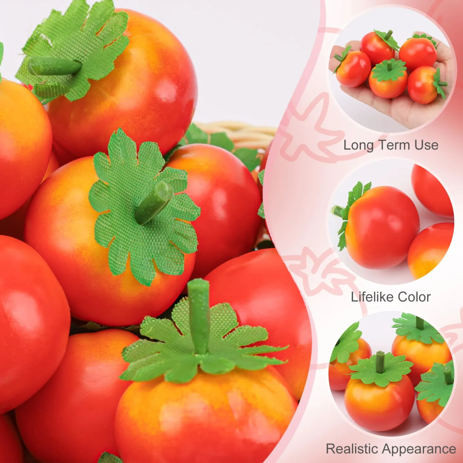 27 Pcs Small Artificial Tomatos,Mini 1.5 Inch Fake Tomato for Decoration, Realistic Plastic Fake Fruits and Vegetable for Home Kitchen Party Decor