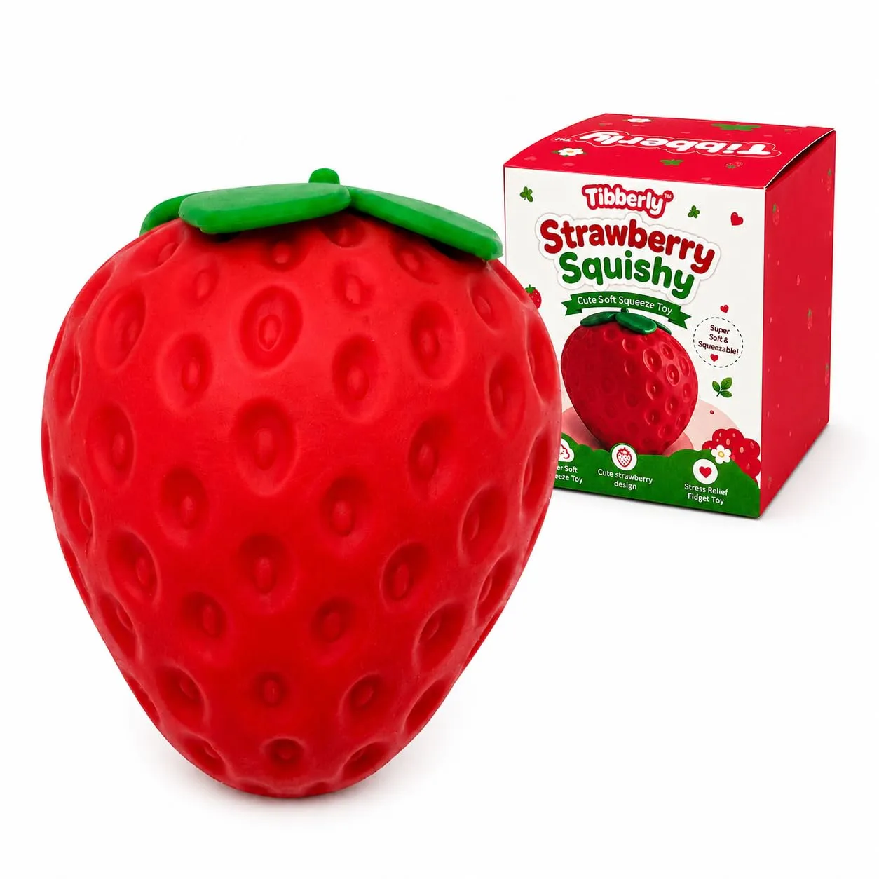 Strawberry Squishy Stress Ball, Realistic Strawberry Sensory Toy