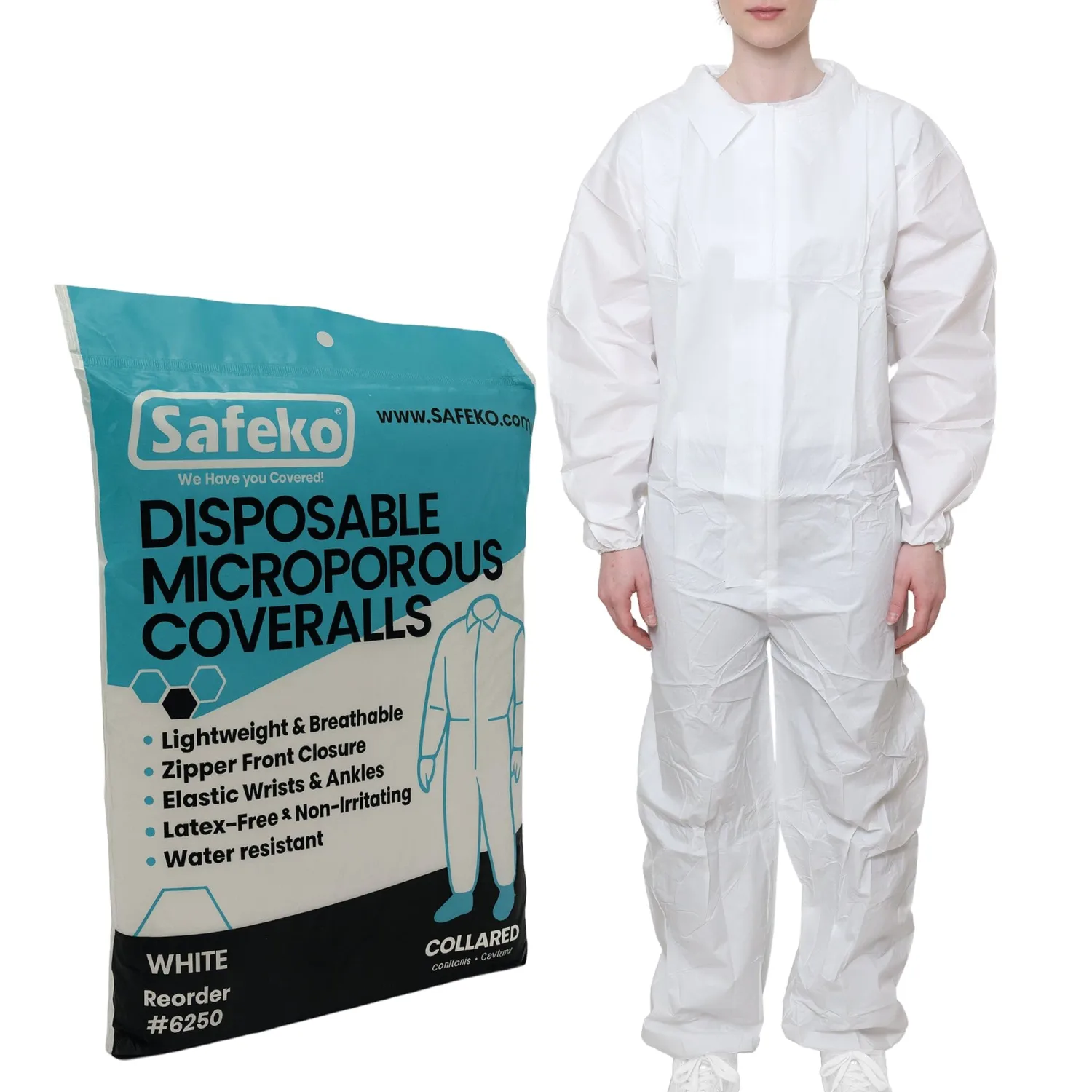 Microporous Disposable Coveralls, Protective Suit with Elastic Wrists & Ankles, Optional Hood & Boots