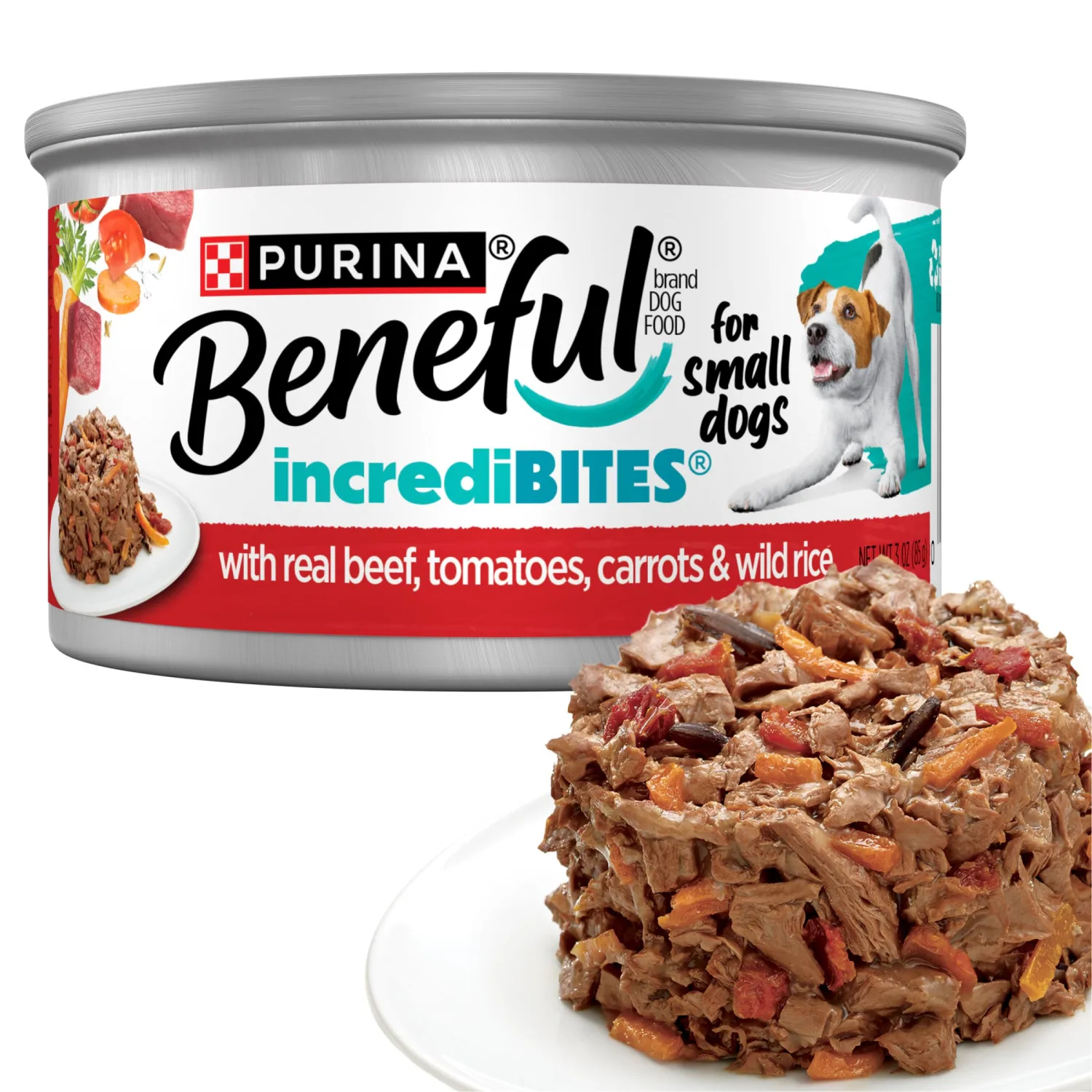 Beneful Purina IncrediBites Small Wet Dog Food in Gravy, Beef, (12) 3 oz