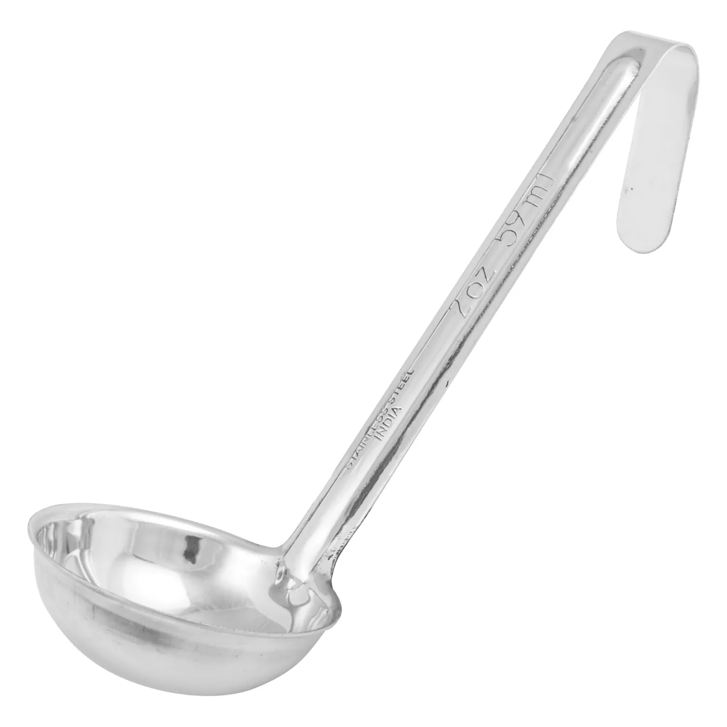 Winco 2 oz Red One Piece Stainless Steel Ladle