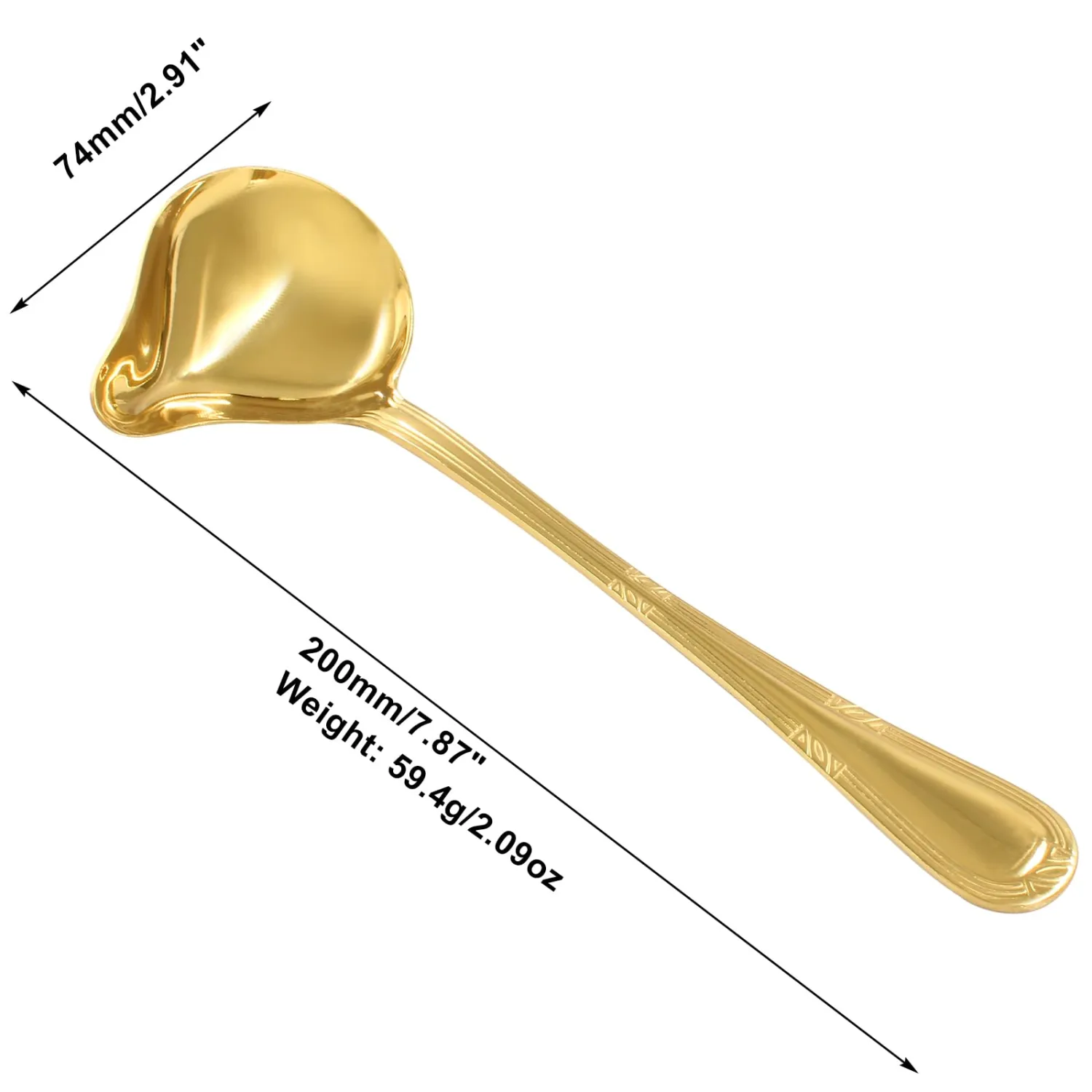 2 Pcs Stainless Steel Sauce Ladle with Pouring Spout, Gold