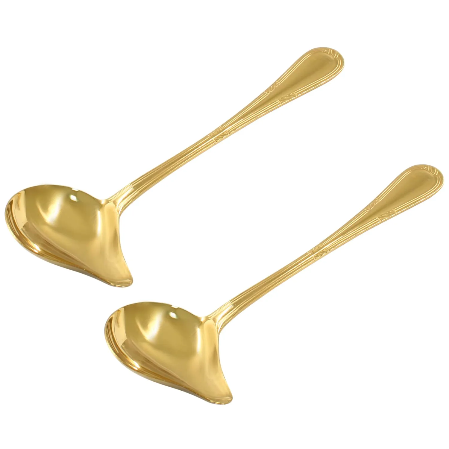 2 Pcs Stainless Steel Sauce Ladle with Pouring Spout, Gold