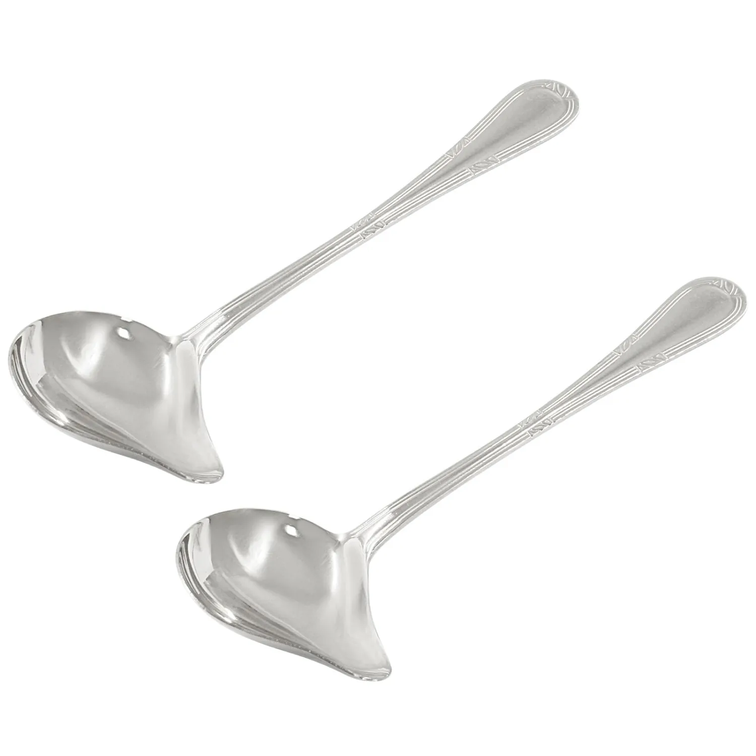 2 Pcs Stainless Steel Sauce Ladle with Pouring Spout Silver