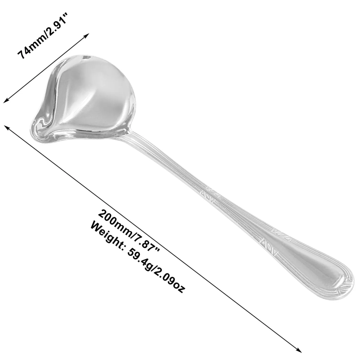 2 Pcs Stainless Steel Sauce Ladle with Pouring Spout Silver