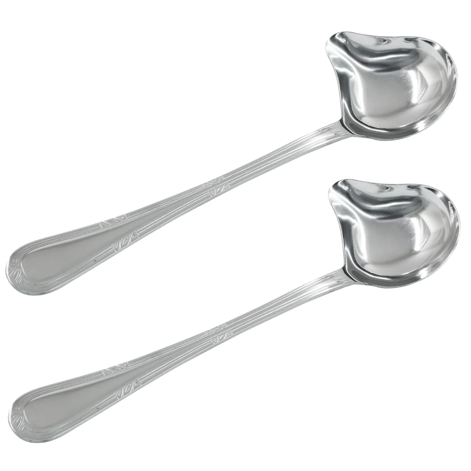 2 Pcs Stainless Steel Sauce Ladle with Pouring Spout Silver