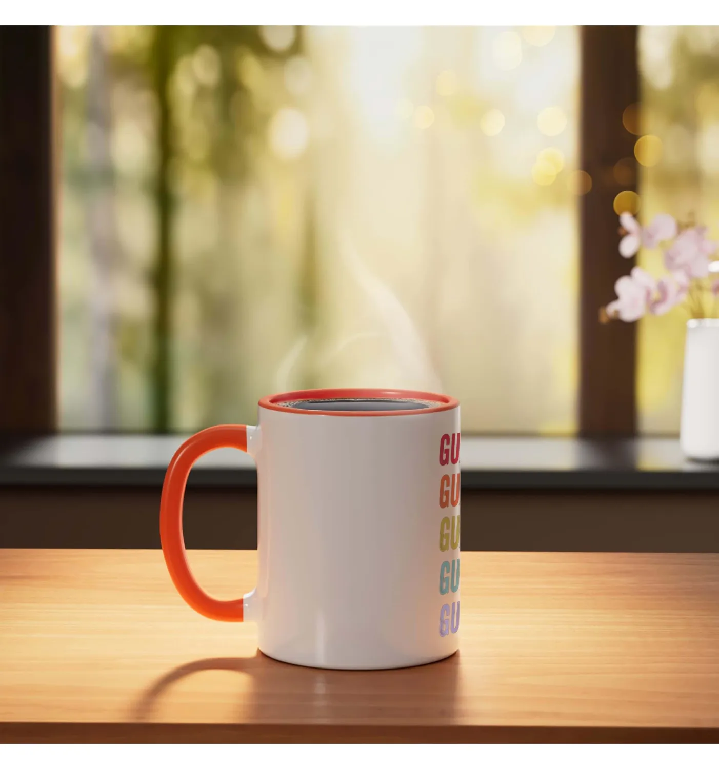 Guacamole Ceramic Mug, Orange/White