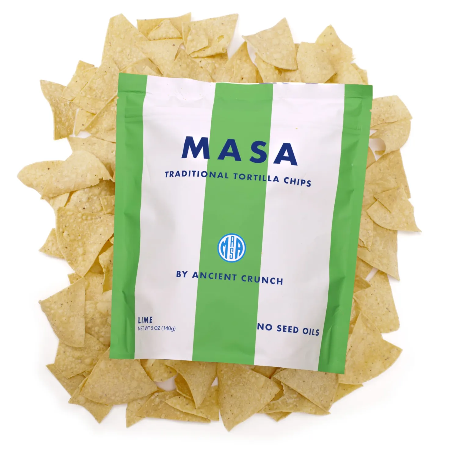 MASA Chips Lime Flavored Corn Tortilla Chips Cooked in Pure Beef Tallow