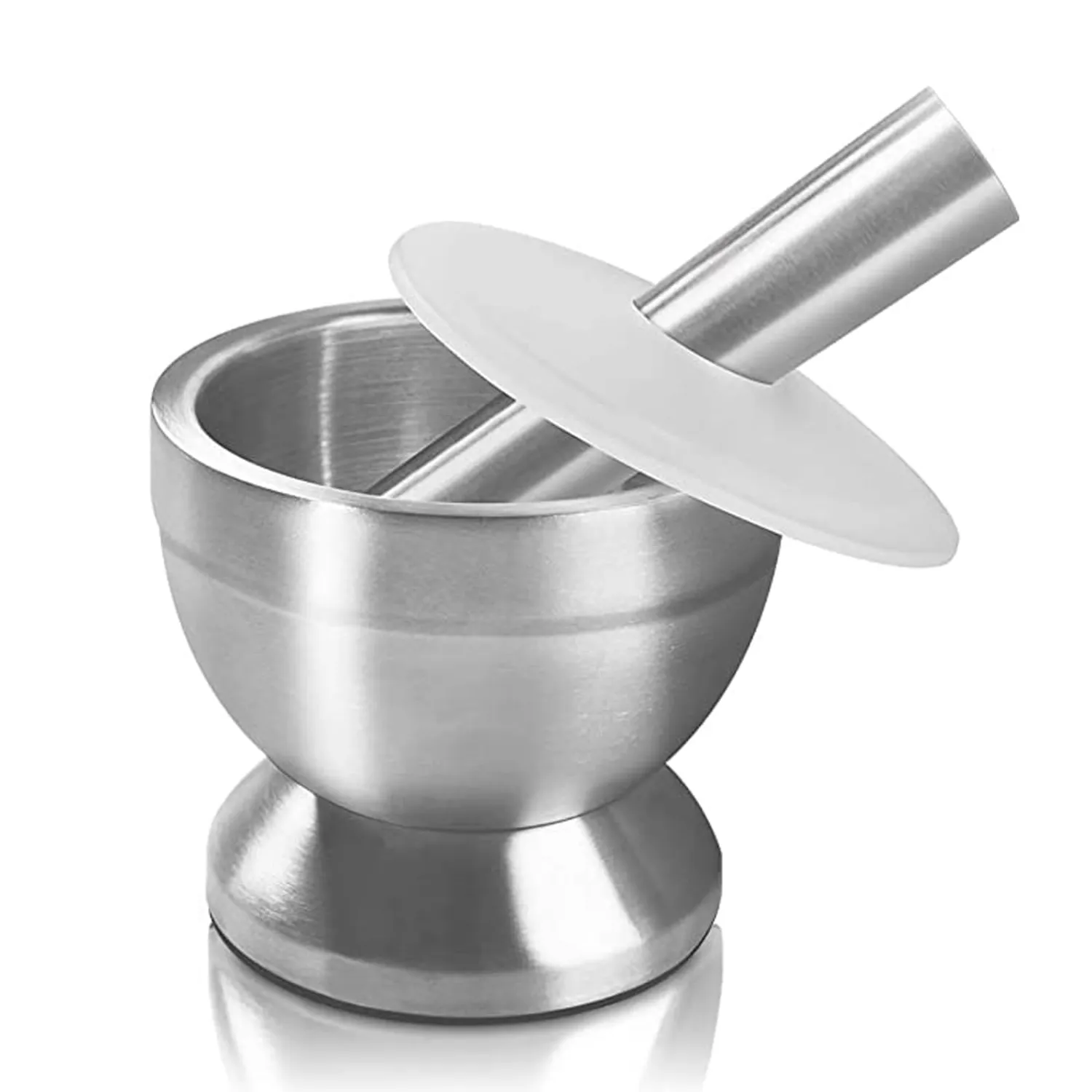 Large Stainless Steel Mortar and Pestle with Lid, Spice Grinder