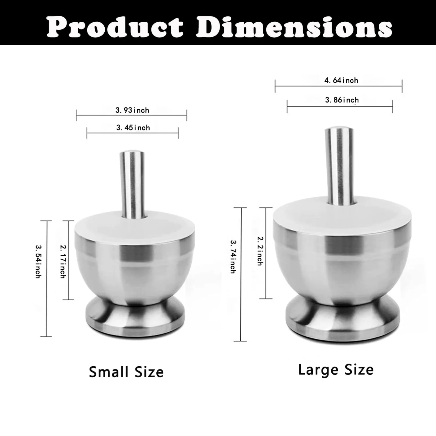 Large Stainless Steel Mortar and Pestle with Lid, Spice Grinder