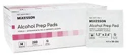 McKesson Alcohol Prep Pads, Sterile, Individual Packet, Medium, 200 Count, 1 Pack