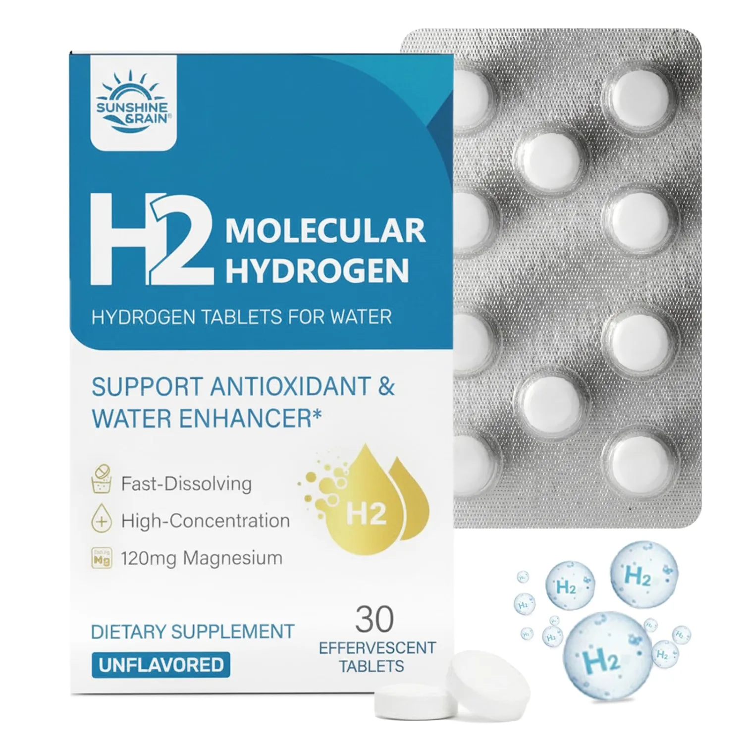 Hydrogen Tablets, Molecular Hydrogen H2 Tablets, 16 PPM Hydrogen Water