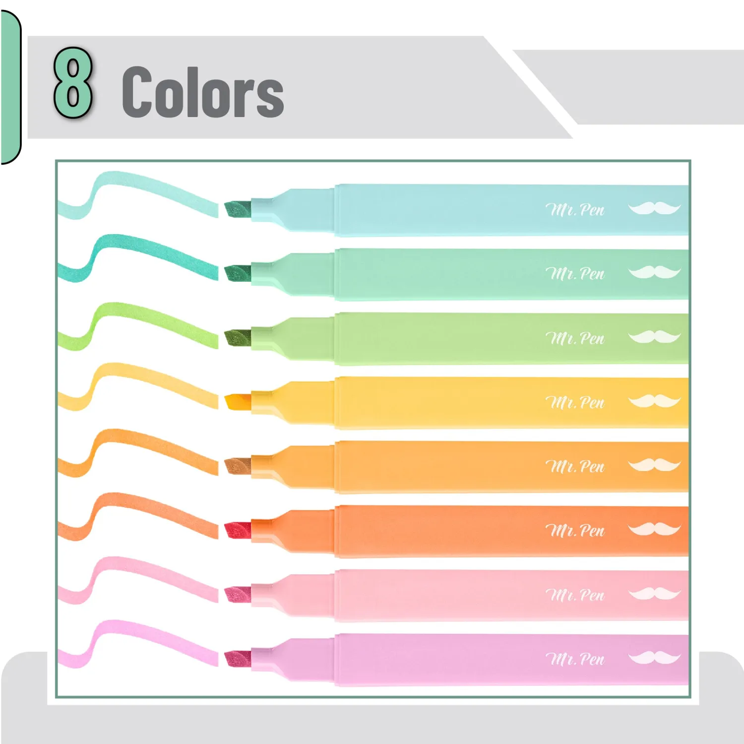 Mr. Pen- Aesthetic Highlighters, 8 pcs, Chisel Tip, Summer Colors | Cute Highlighter Assorted Colors, Bible Highlighters and Pens No Bleed Highlighter for Bible Pages No Bleed