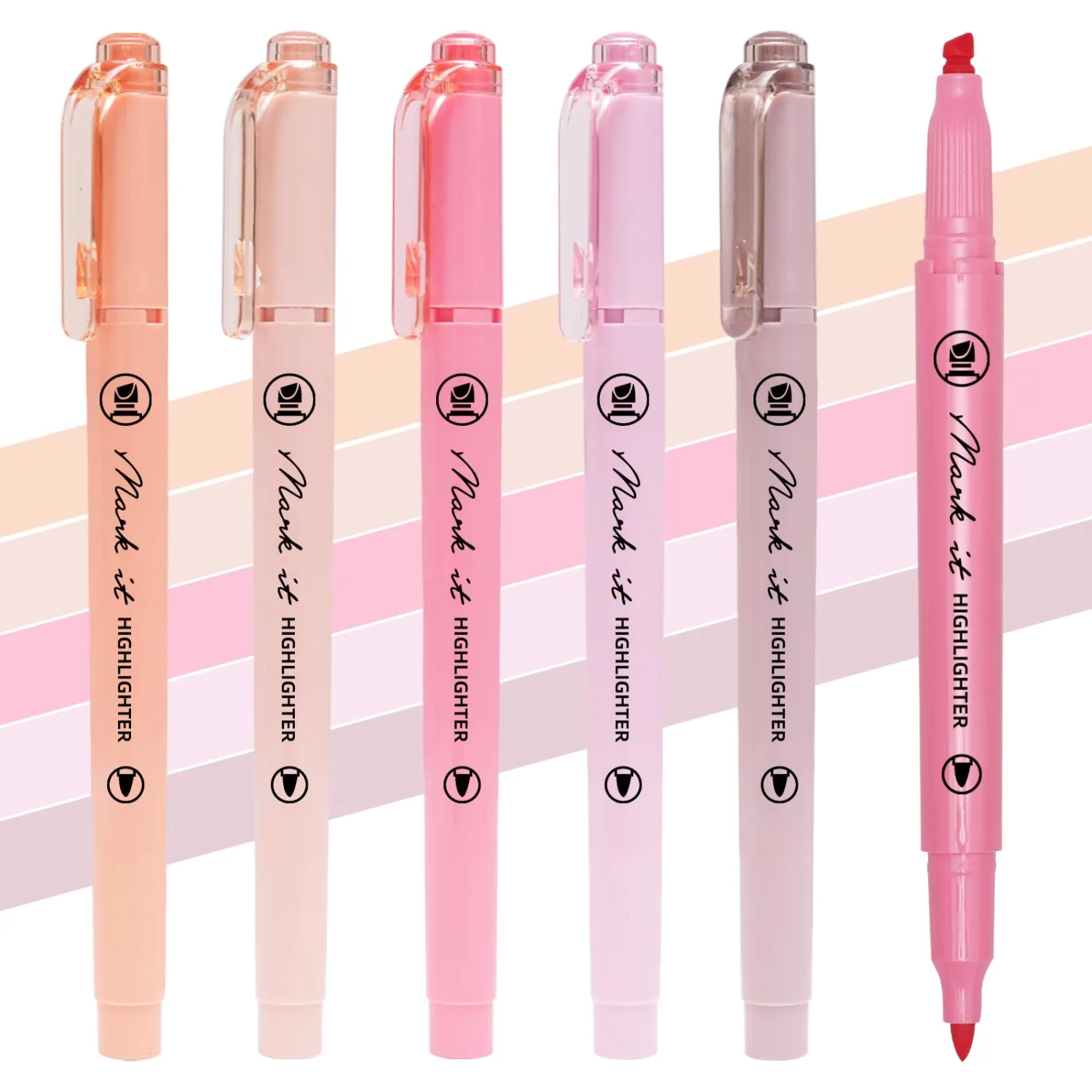Pink Highlighters, 5 Pcs Pastel Bible Highlighters No Bleed