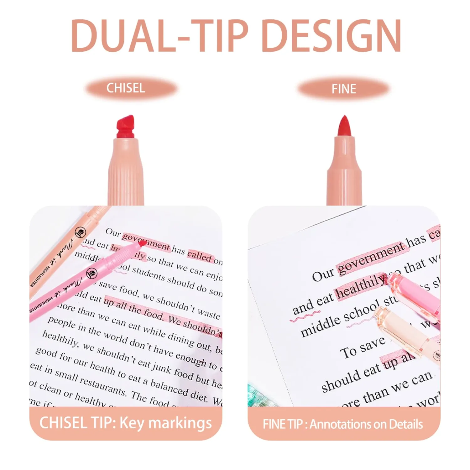 Pink Highlighters, 5 Pcs Pastel Bible Highlighters No Bleed