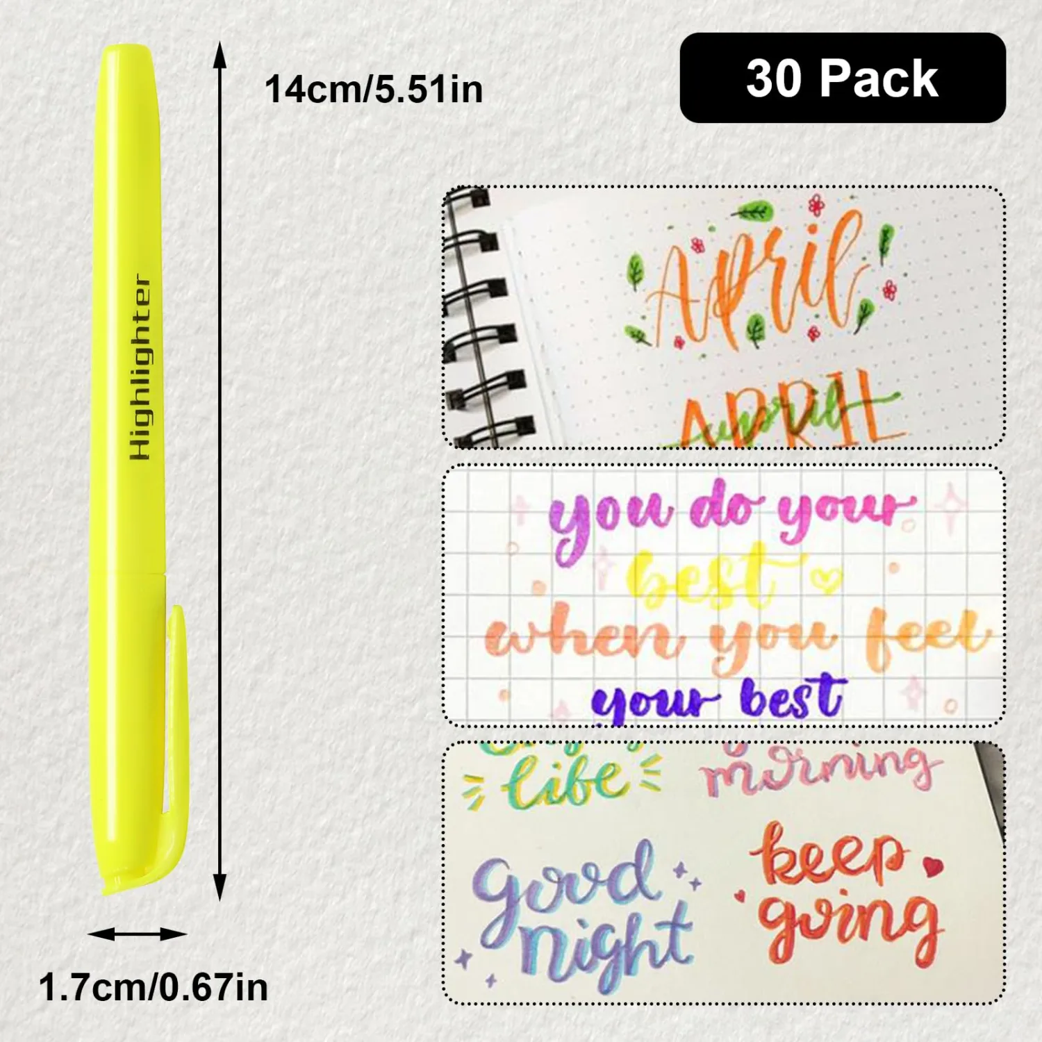 Zorfeter 30 Pack Bright Highlighters, Assorted Colors