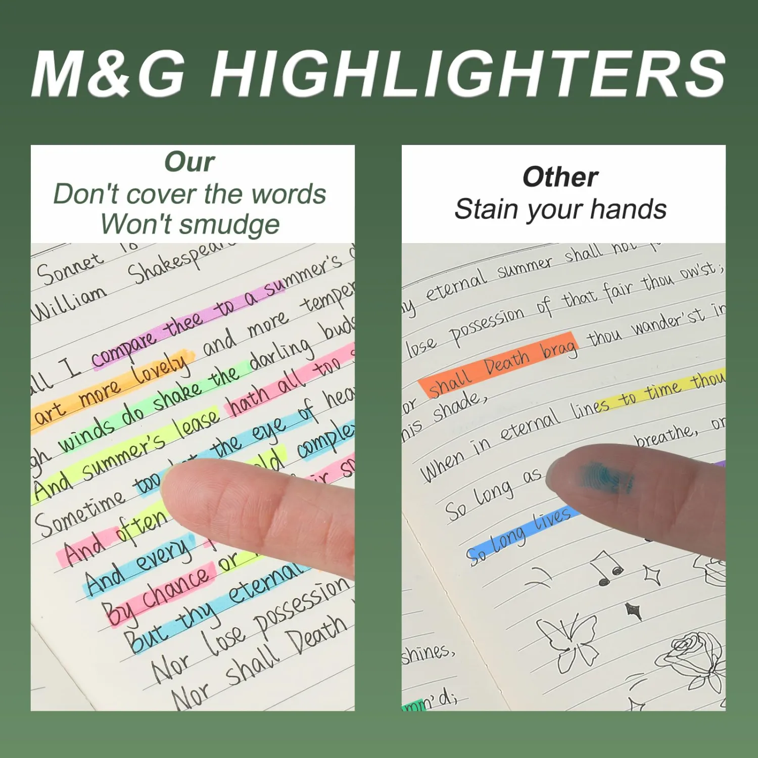 M&G Light Green Highlighter High Lighters Highlighters No Bleeds 12 Pack