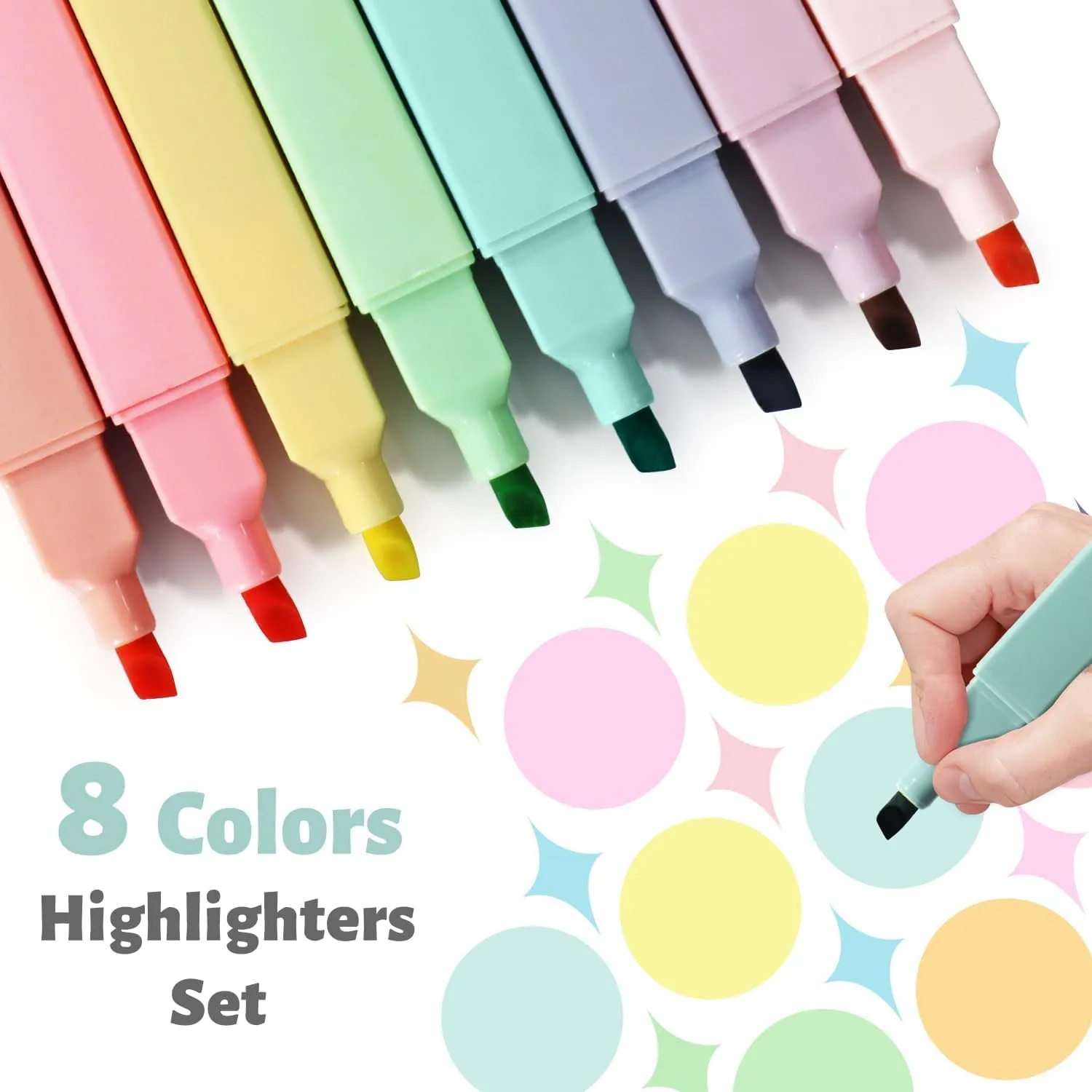 Bible Highlighters Assorted Colors, Cute Paste Chisel Tip 8 pack