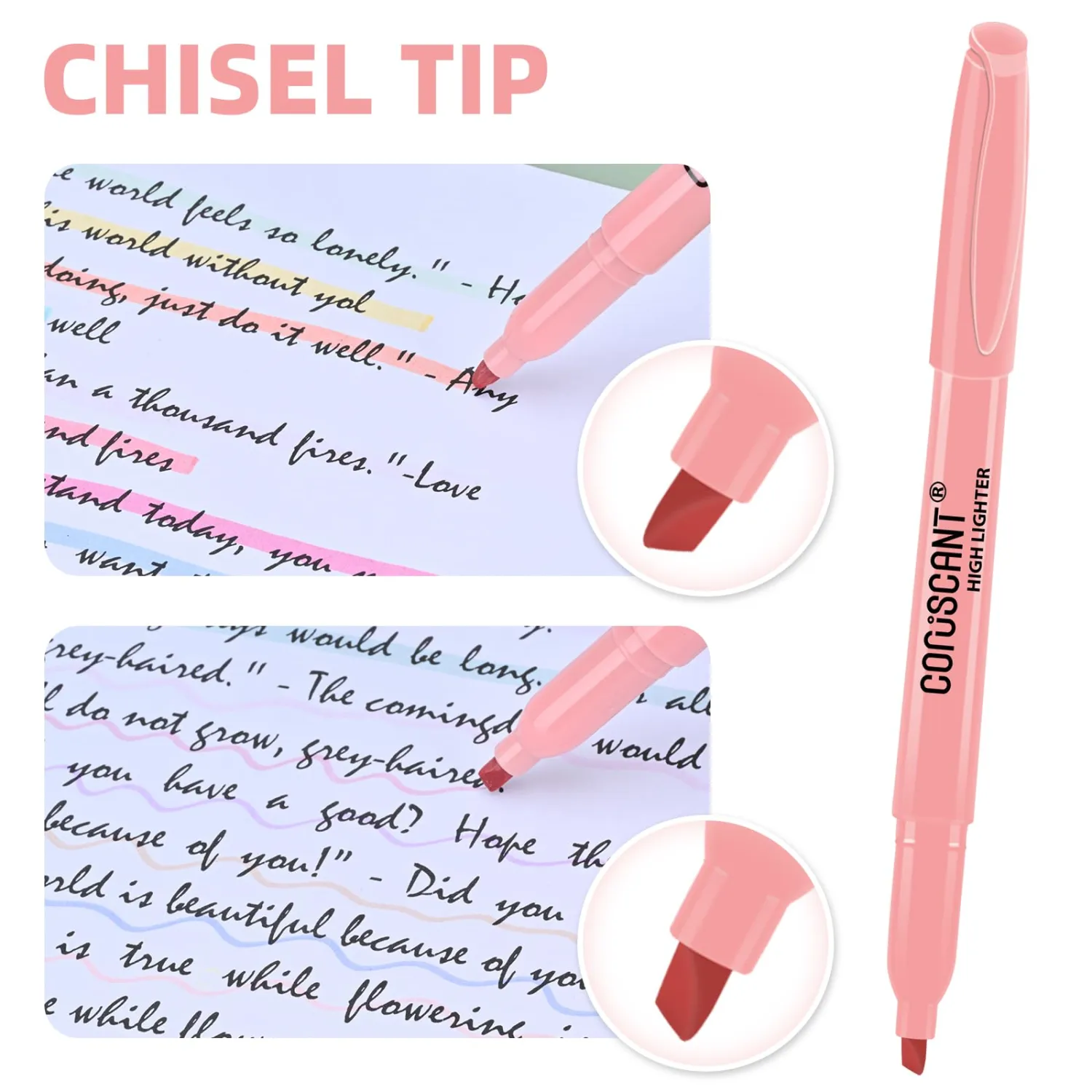 coruscant Pastel Highlighters Set, 8 Assorted Colors, 24 Pack, Chisel Tip Cute Highlighters, Dry Quickly, for Journal Bible Study,school Office Supplies