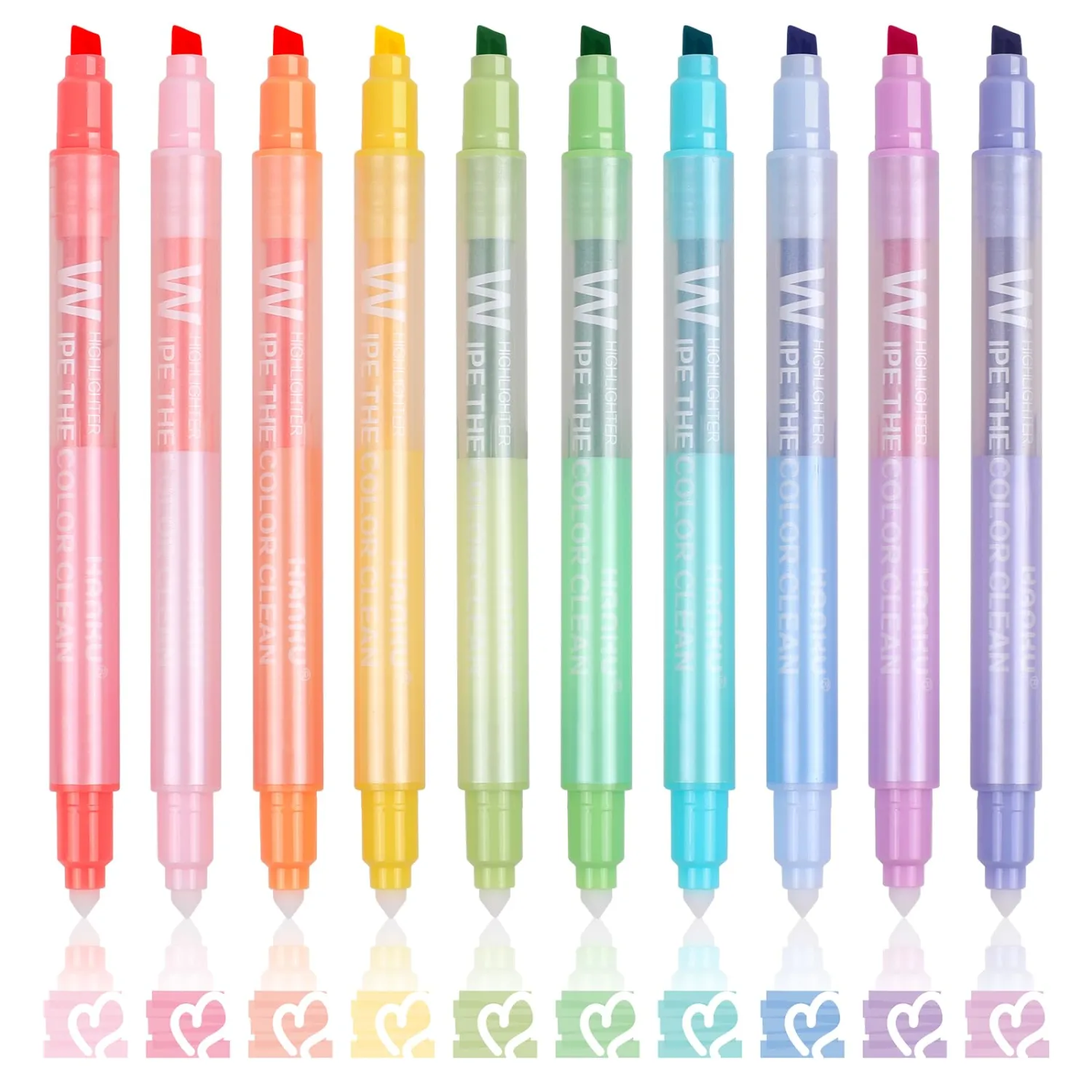 Erasable Highlighters Pastel Colors, 10 Colors Muted Dual Tip Markers, No Bleed Aesthetic Highlighters for Bible, Journaling, School Office Supplies, Double Ended Fine & Chisel Tip, Smooth Dry Fast