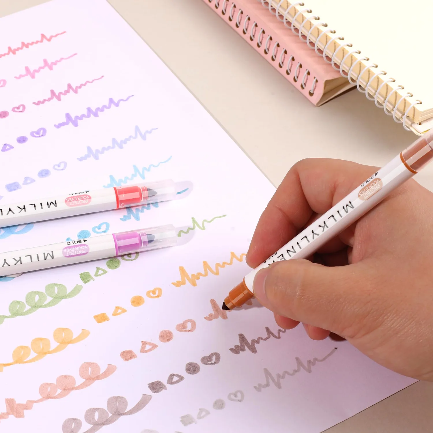 HANKU Highlighters Pastel Double Sided Chisel and Fine Tips Pastel Bible Highlighters No Bleed Through 12 Retro Colors Perfect for Bible Books, Journals, Drawings, and Underlining