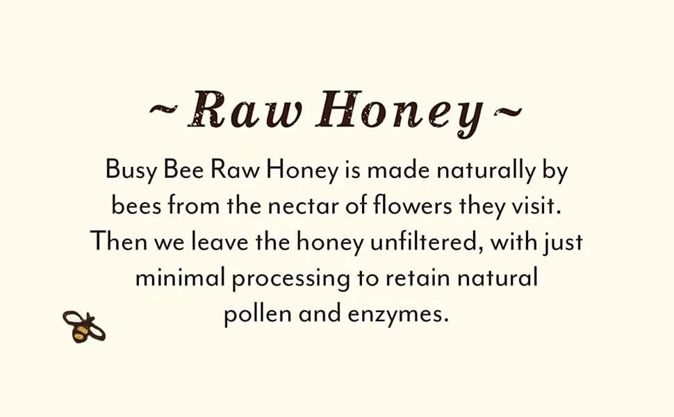 Busy Bee Midwest Raw Honey, 12 oz Honey Bear Squeeze Bottle (Pack of 2)