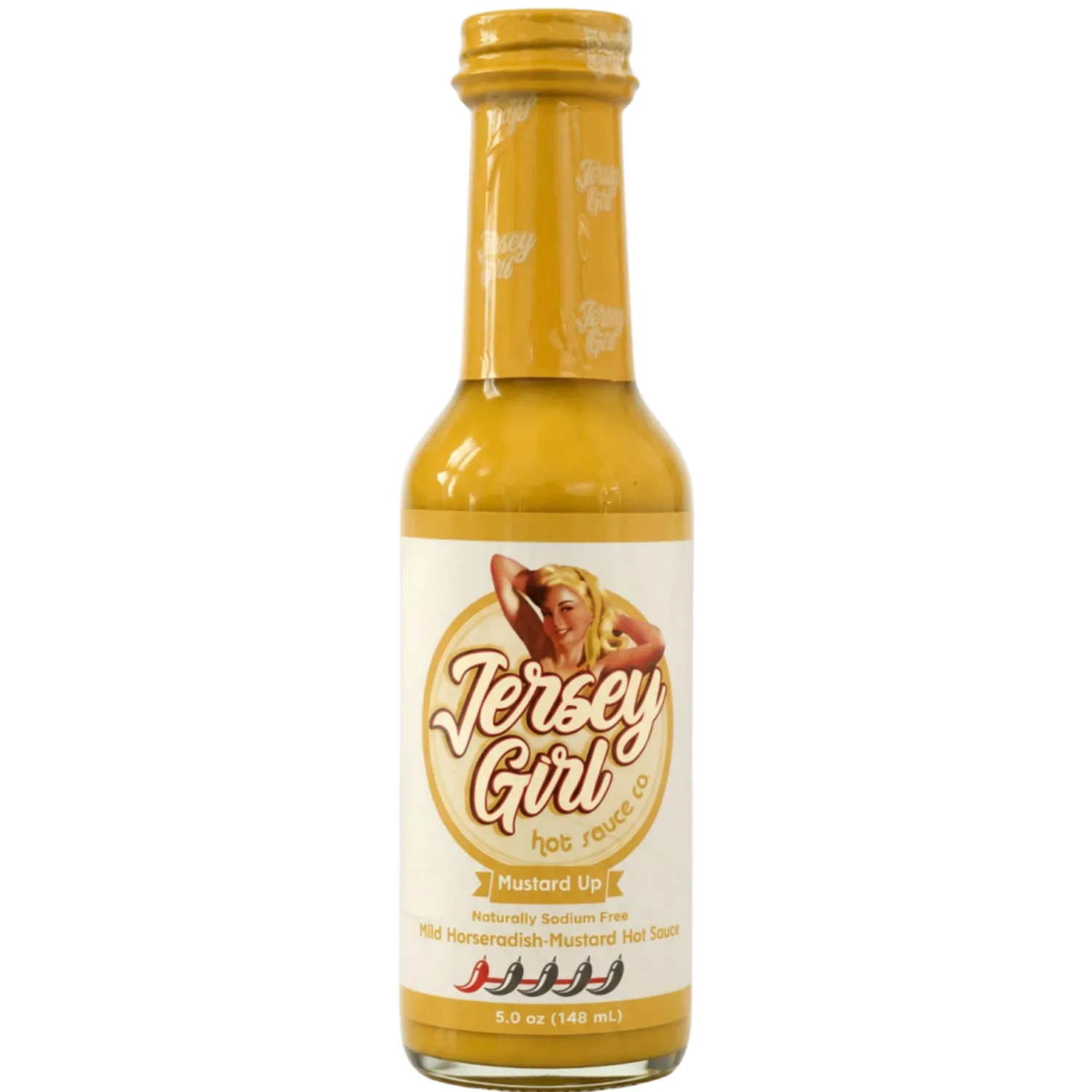 Jersey Girl Horseradish Mustard Up Hot Sauce – Mild Heat - Naturally Sodium Free 5oz Bottle