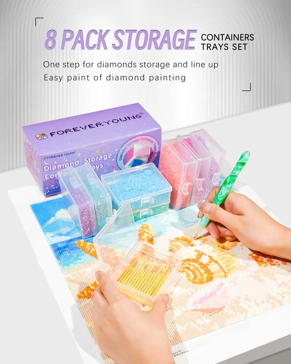 forever young 8PCS Diamond Painting Storage Containers Trays