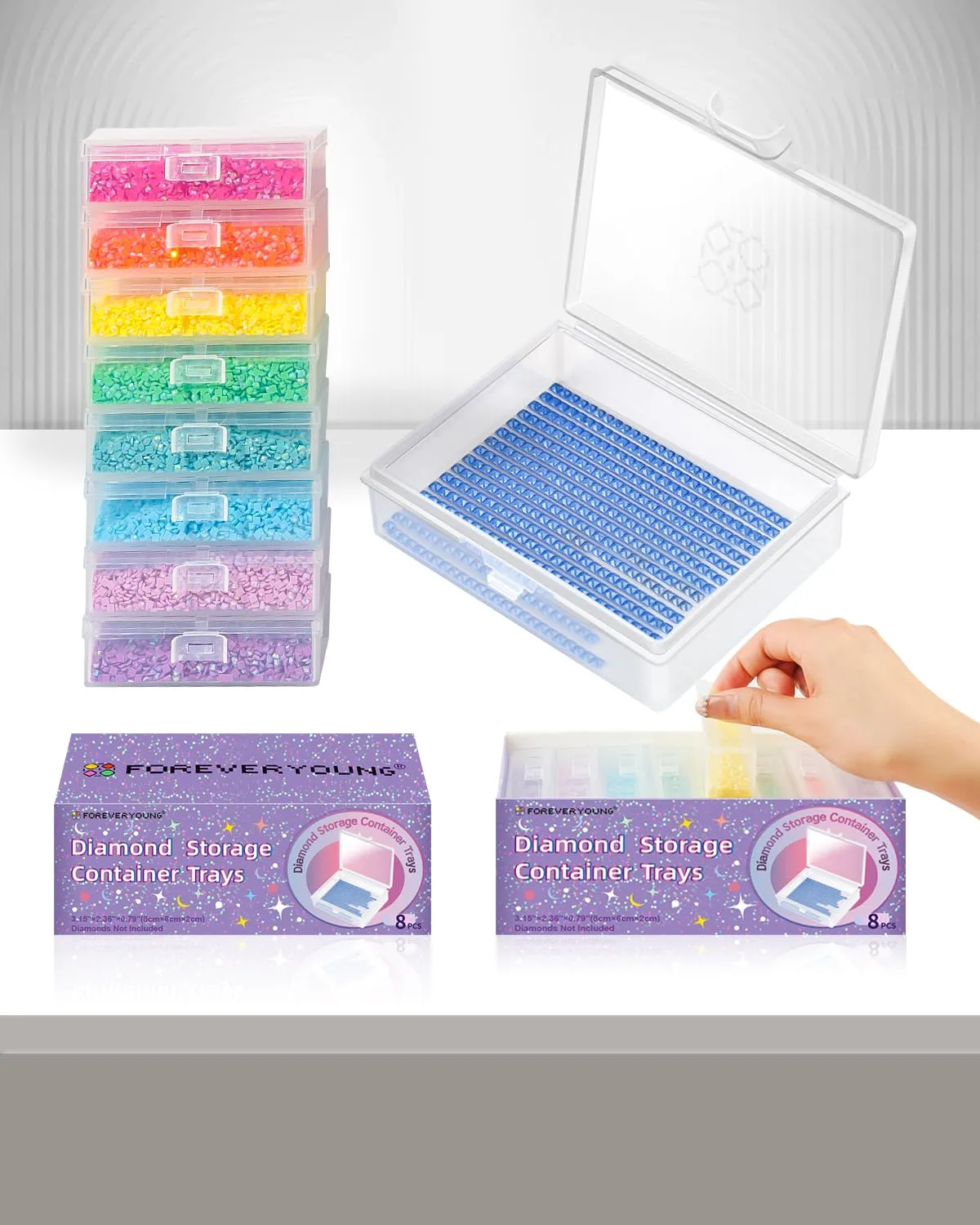 forever young 8PCS Diamond Painting Storage Containers Trays