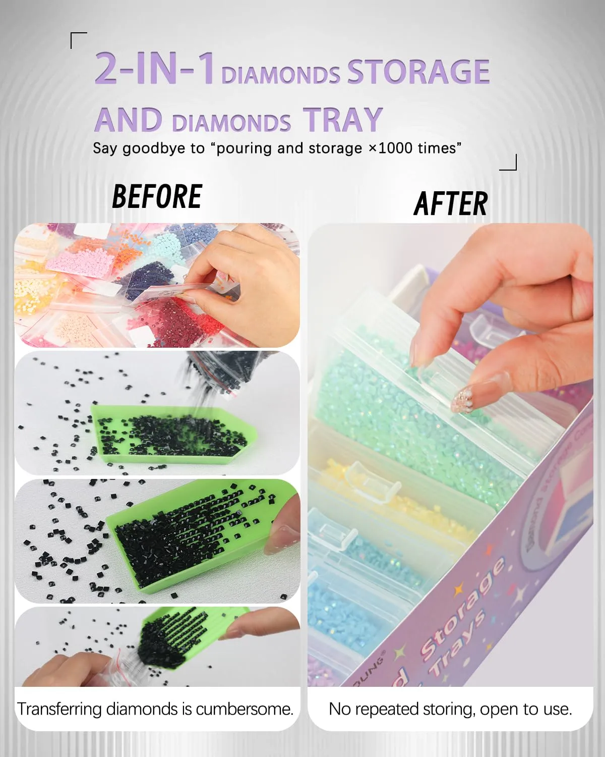forever young 8PCS Diamond Painting Storage Containers Trays