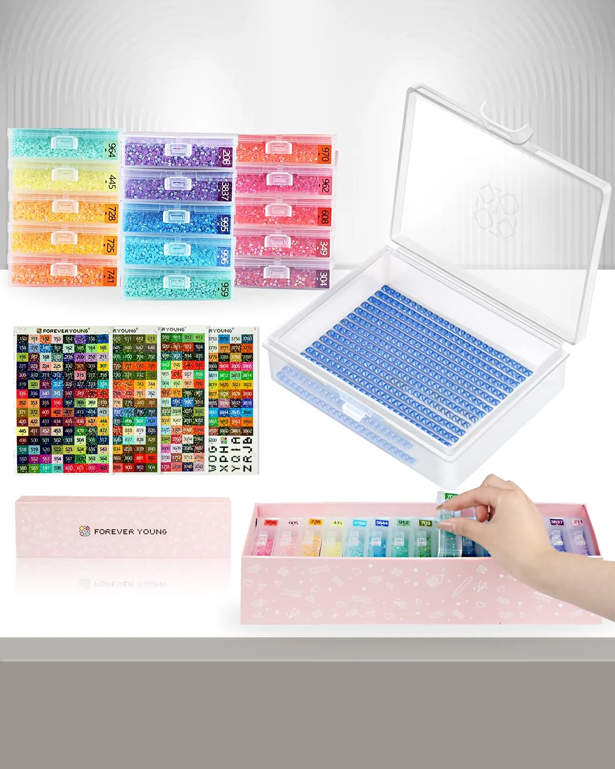 forever young 15PCS Diamond Painting Storage Containers Trays