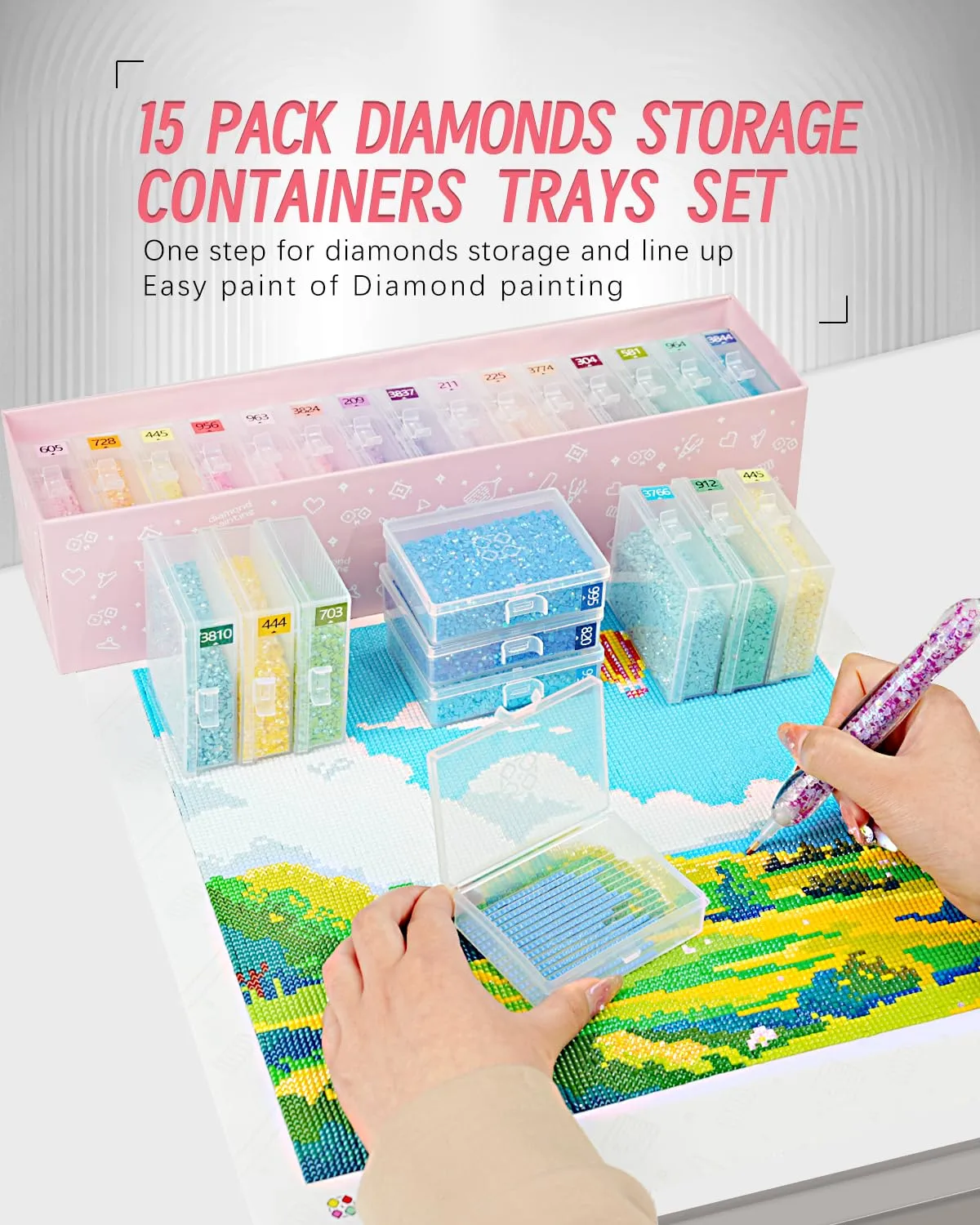 forever young 15PCS Diamond Painting Storage Containers Trays