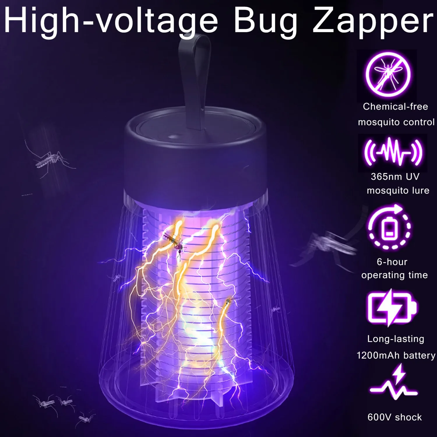 Bug Zapper Rechargeable Mosquito Repellent Indoor Outdoor,Portable Mosquito Zapper,Fly Zapper Fruit Fly Trap for Patio, Home, Backyard, Yard, Garden, Campsite