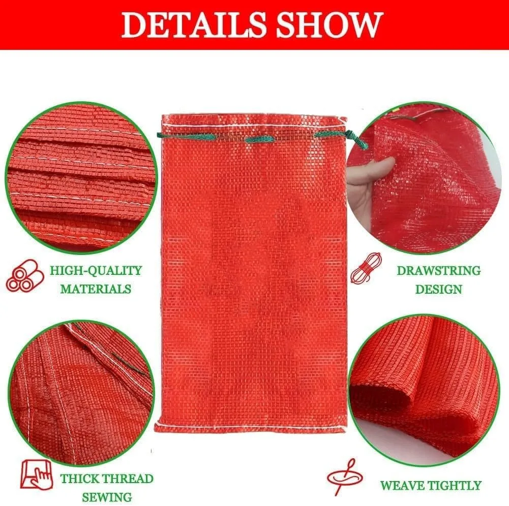 15 Pack 10 lb Mesh Onion Bags, 10"×18" Mesh Produce Bags Hanging Reusable Breathable Vegetable Storage Net Bags with Drawstring for Onions Potatoes Citrus Crawfish