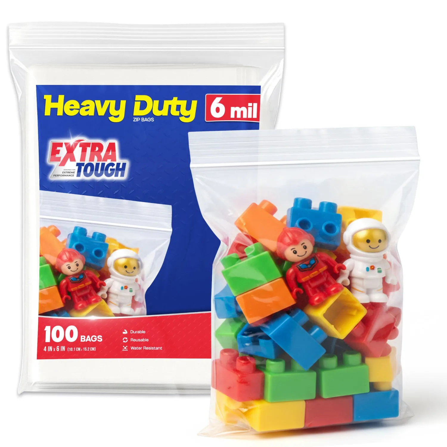 Heavy Duty Zip Seal Lock Storage Bags, Extra Thick Clear Plastic Zip Bags