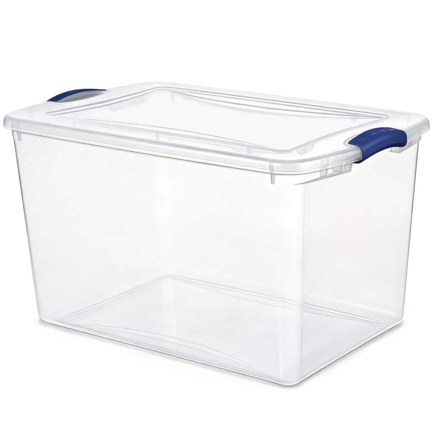 66QT Large Clear Plastic Storage Bin with Latching Lid, Stackable